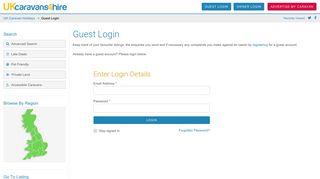 Guest Login - Access Your Guest Account - UK Caravans for Hire