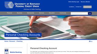 Personal Checking Accounts | University of Kentucky Federal Credit ...