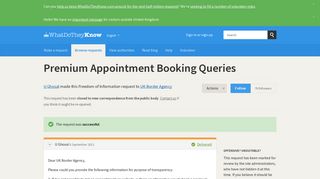 Premium Appointment Booking Queries - a Freedom of Information ...