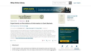 Experiments on Percolation of Information in Dark Markets ...
