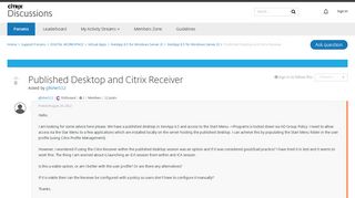 Published Desktop and Citrix Receiver - XenApp 6.5 for Windows ...