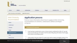 Application process Accommodation - Ulster University Accommodation