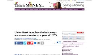 Ulster Bank pays 1.25 - the best savings rate in 10 months | This is ...