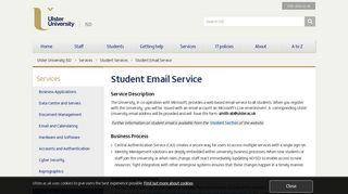 Student Email Service - Ulster University ISD