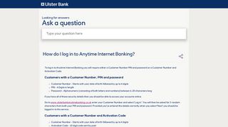 How do I log in to Anytime Internet Banking? - Ulster Bank