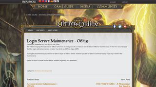 Login Server Maintenance – 06/19 – Ultima Online