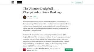 The Ultimate Dodgeball Championship Power Rankings - Medium