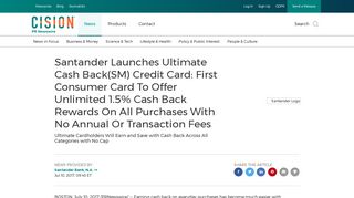 Santander Launches Ultimate Cash Back(SM) Credit Card: First ...
