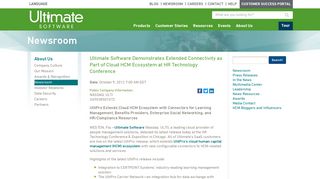 Ultimate Software Demonstrates Extended Connectivity as Part of ...