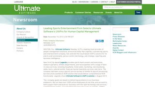 Leading Sports Entertainment Firm Selects Ultimate Software's UltiPro ...