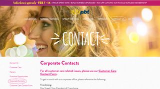 Corporate contacts | Palm Beach Tan