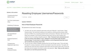 Resetting Employee Usernames/Passwords – Help Center