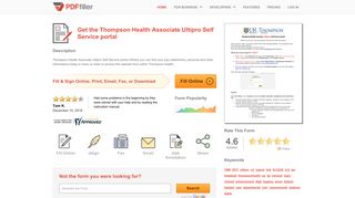 Fillable Online Thompson Health Associate Ultipro Self Service portal ...