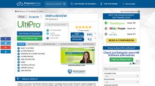 UltiPro Reviews: Overview, Pricing and Features - FinancesOnline.com