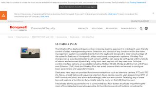 UltraKey Plus Controller User Guide - Honeywell Video Systems
