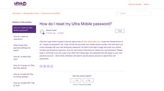 How do I reset my Ultra Mobile password? – Ultra Mobile