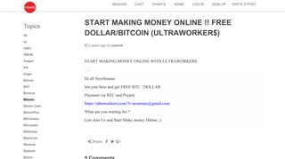START MAKING MONEY ONLINE !! FREE DOLLAR/BITCOIN ...