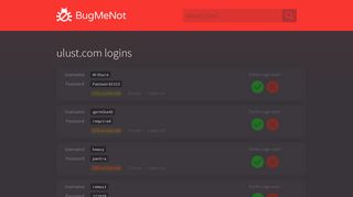 ulust.com passwords - BugMeNot