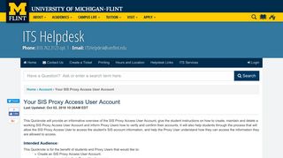 UM-Flint | Your SIS Proxy Access User Account