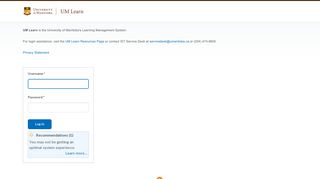 Login - University of Manitoba - D2L
