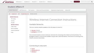 Wireless Internet Connection Instructions - Student Affairs IT ...