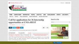 Call for applications for 36 Internship opportunities at UMA-HEST ...