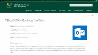 Office 365 Outlook on the Web - University of Miami Information ...