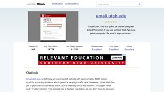 Umail.utah.edu website. Outlook.