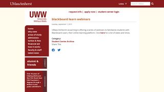 blackboard learn webinars | UMass Amherst University Without Walls