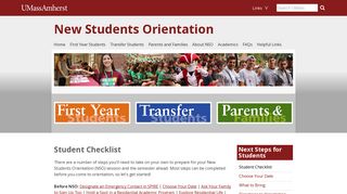 Student Checklist | New Students Orientation | UMass Amherst