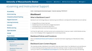 Blackboard | Tools for Teaching | eLearning and ... - UMass Boston