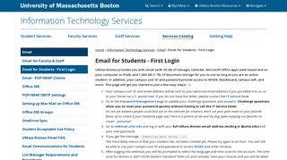 Email for Students - First Login - University of Massachusetts Boston