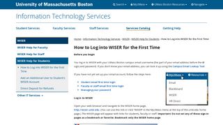 How to Log into WISER for the First Time - UMass Boston
