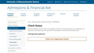 Check Status - Admissions & Financial Aid - UMass Boston