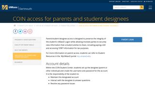 COIN access for parents and student designees | UMass Dartmouth