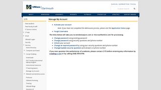 Manage my Account - Computing and Information ... - UMass Dartmouth