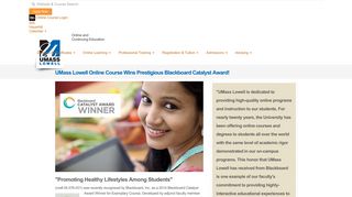 UMass Lowell Online Course Wins Prestigious Blackboard Catalyst ...