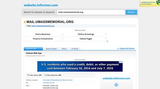 mail.umassmemorial.org at WI. Outlook Web App - Website Informer