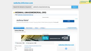webmail.umassmemorial.org at WI. Outlook Web App - Website Informer