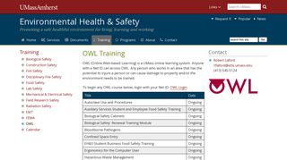 OWL Training | Environmental Health & Safety | UMass Amherst