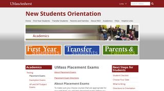 UMass Placement Exams | New Students Orientation | UMass Amherst