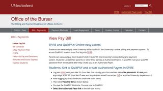 View Pay Bill | Office of the Bursar | UMass Amherst