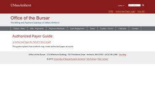 Authorized Payer Guide | Office of the Bursar | UMass Amherst