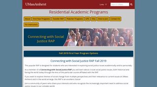 Connecting with Social Justice RAP | Residential ... - UMass Amherst