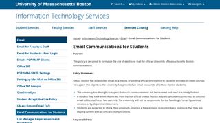Email Communications for Students - University of ... - UMass Boston