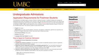 Freshman - UMBC: Undergraduate Admissions
