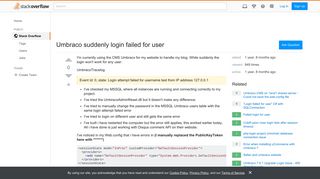 Umbraco suddenly login failed for user - Stack Overflow