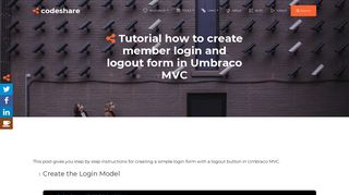 Tutorial how to create member login and logout form in Umbraco MVC