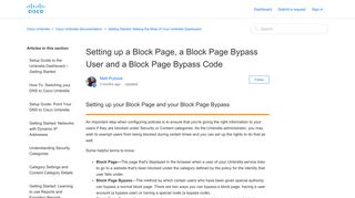Setting up a Block Page, a Block Page Bypass User ... - Cisco Umbrella