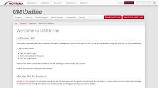 Welcome to UMOnline - UMOnline - University Of Montana